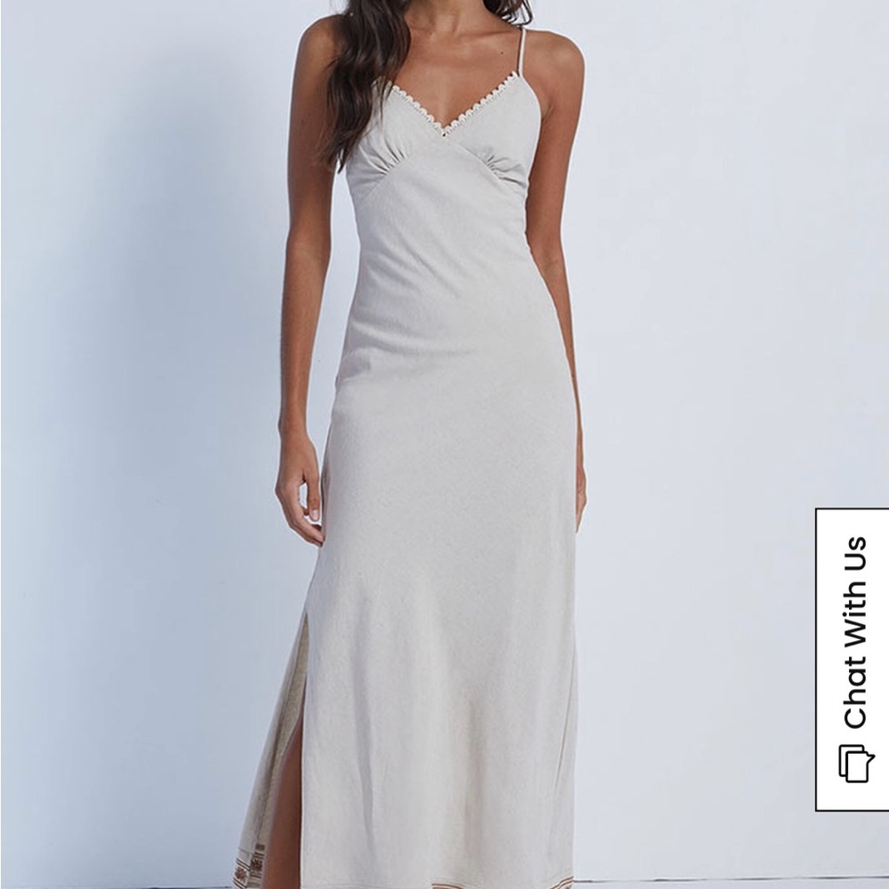 Rhythm NWT Under The Sun Bias Cut Midi Dress Natural - size AUS 10 / US 6